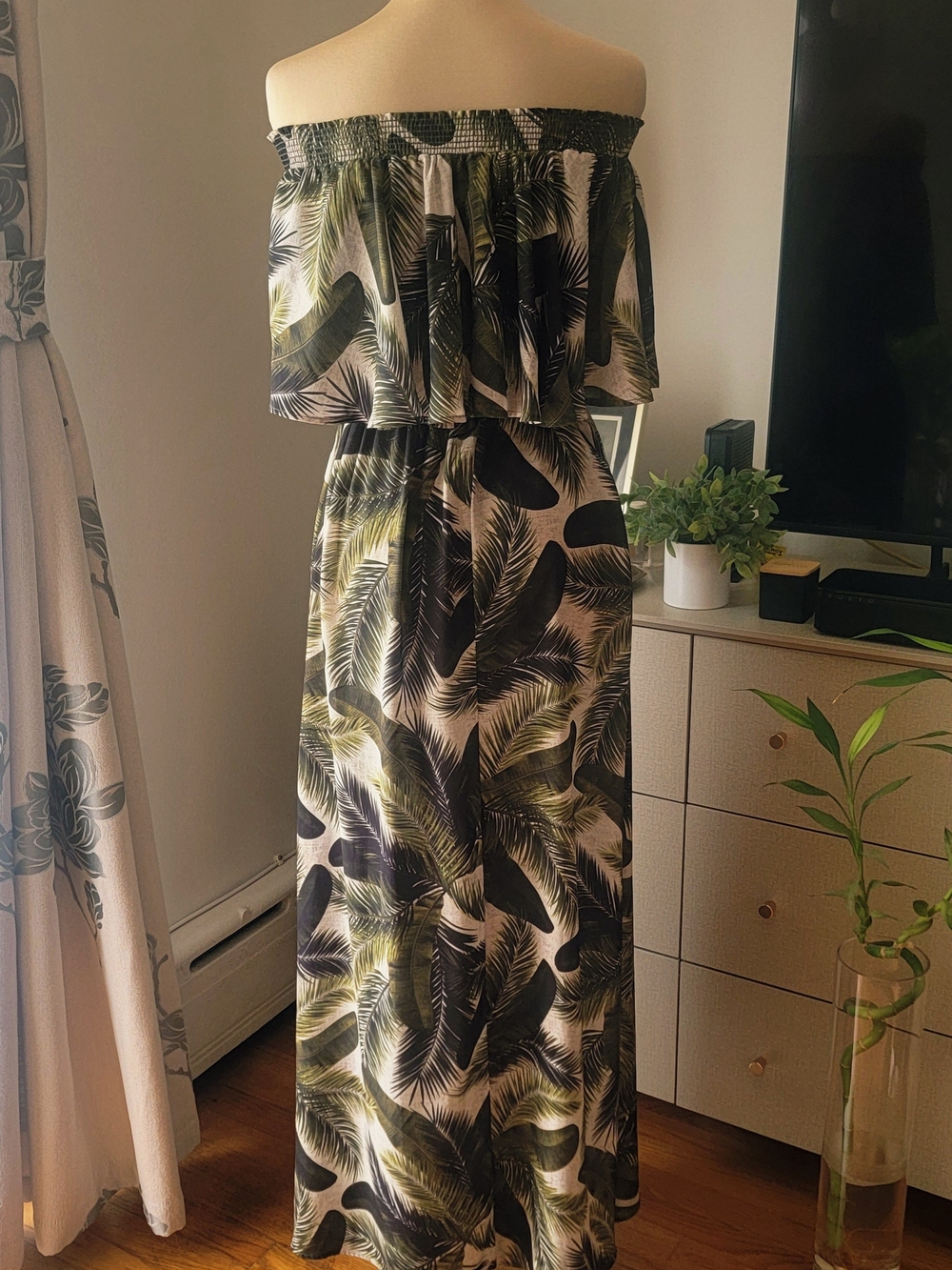 SHOW ME YOUR MUMU Haci Off Shoulder Palm Leaf Maxi Dress Coverup - Size XS - Picture 2 of 8
